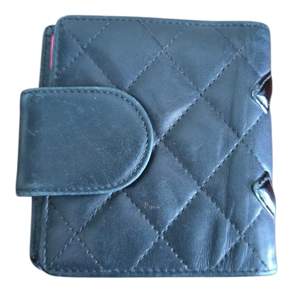 Authentic Chanel Quilted Lambskin Black Pink Wallet Women Coin Pouch Luxury - Picture 4 of 16